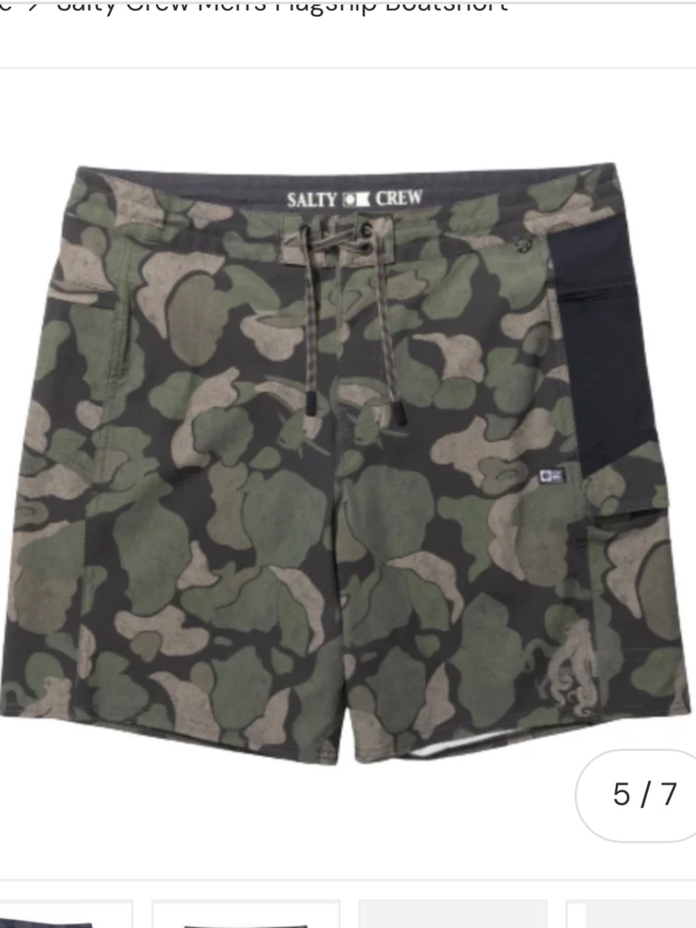 Salty Crew Men’s Green & Brown Camo Flagship 20” boatshort boardshorts- sz 34